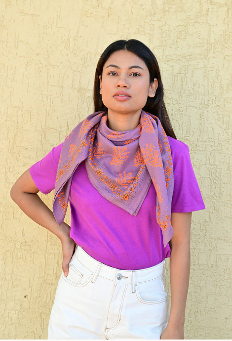 Grand foulard GALATIE lilas & orange // BYZANTINE APW