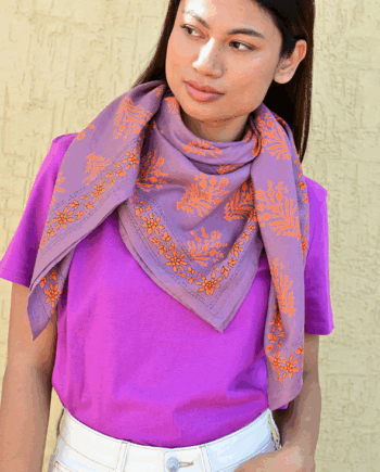 Grand foulard GALATIE lilas & orange // BYZANTINE APW