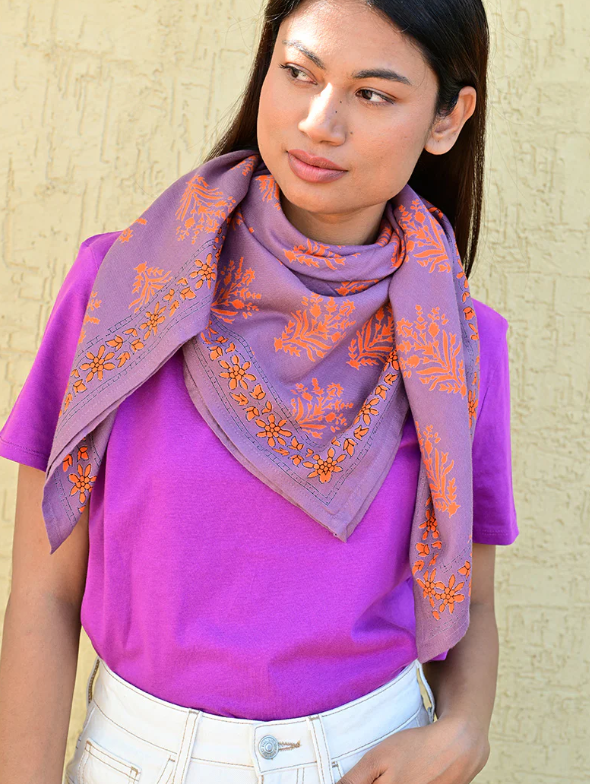 Grand foulard GALATIE lilas & orange // BYZANTINE APW